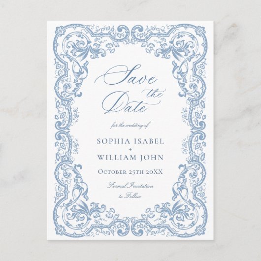 Renaissance Floral Wedding Save the Date Briefkaart (Voorkant)