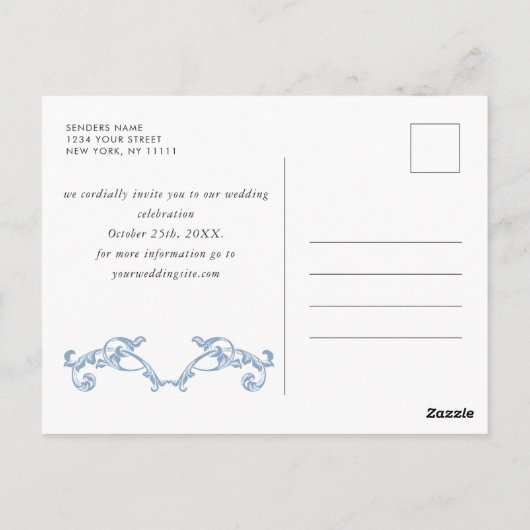 Renaissance  Floral Wedding Save the Date Briefkaart (Achterkant)