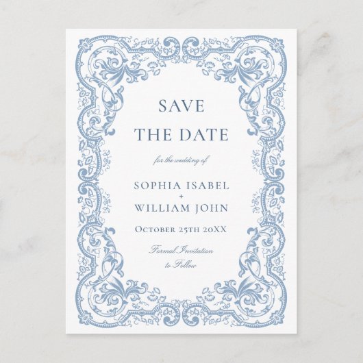 Renaissance  Floral Wedding Save the Date Briefkaart (Voorkant)