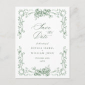Renaissance  Floral Wedding Save the Date Briefkaart (Voorkant)