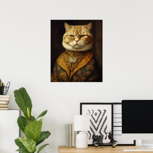Renaissance Fluffy Cat Poster (Thuiskantoor)