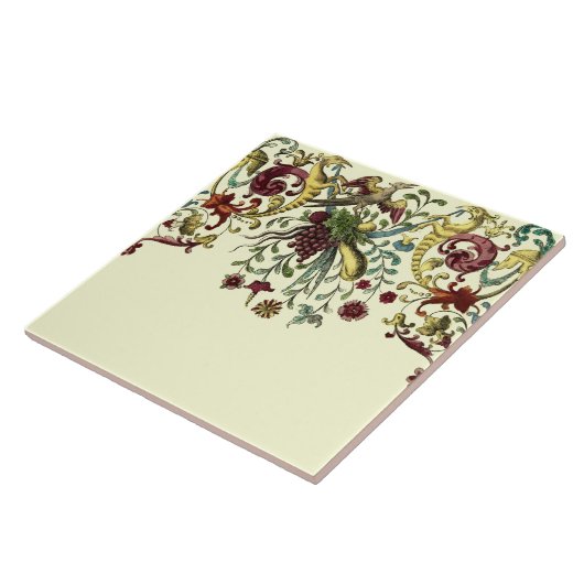 Renaissance Fruit & Bloemen Frieze Patroon repro Tegeltje (Zijkant)