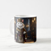 Renaissance geklede witte kat, Mok (Voorkant links)