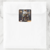 Renaissance Geklede Witte Kat, Vierkante Sticker (Tas)