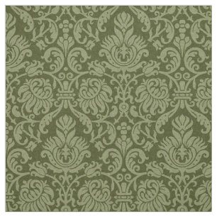 Renaissance Genoese Damask, Olijfgroen Stof