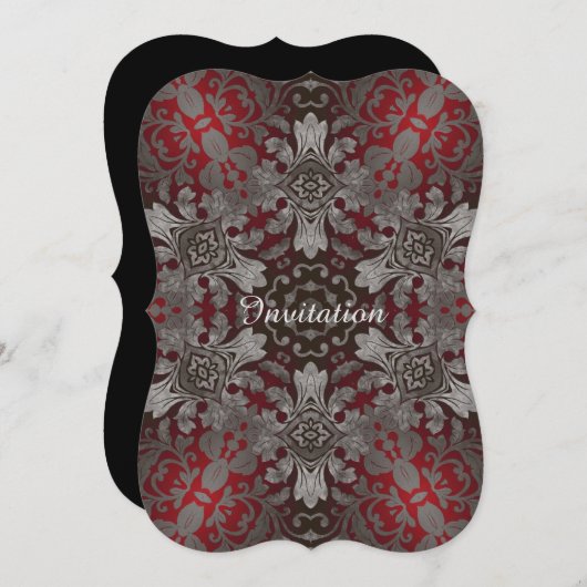 renaissance gothic metallic red en zwarte mandala kaart (Voorkant / Achterkant)