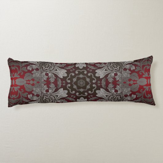 renaissance gothic metallic red en zwarte mandala lichaamskussen (Achterkant)