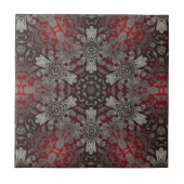 renaissance gothic metallic red en zwarte mandala tegeltje (Voorkant)