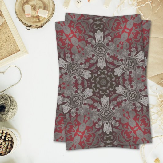 renaissance gothic metallic red en zwarte mandala tissuepapier