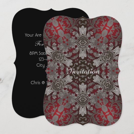 renaissance gotische metalen rood en zwart mandala kaart (Voorkant / Achterkant)