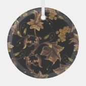 Renaissance Gouden Bloemen Borduurpatroon Glas Ornament (Voorkant)