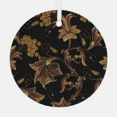 Renaissance Gouden Bloemen Borduurpatroon Glas Ornament (Achterkant)