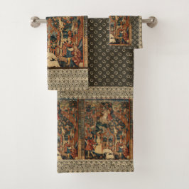 Renaissance Grieks Kant Bruin Rood Beige Bad Handdoek