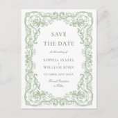 Renaissance  groene bruiloft Save the Date Briefkaart (Voorkant)