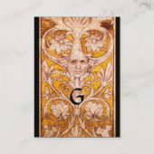 RENAISSANCE GROTESK GEZICHT, GOUDEN ZWARTE BLOEM VISITEKAARTJE (Achterkant)