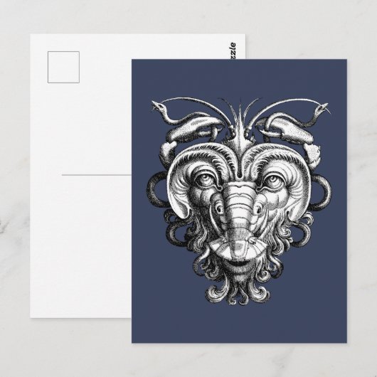 Renaissance Groteske Gargoyle Gezicht Kreeft Man Briefkaart (Voorkant / Achterkant)