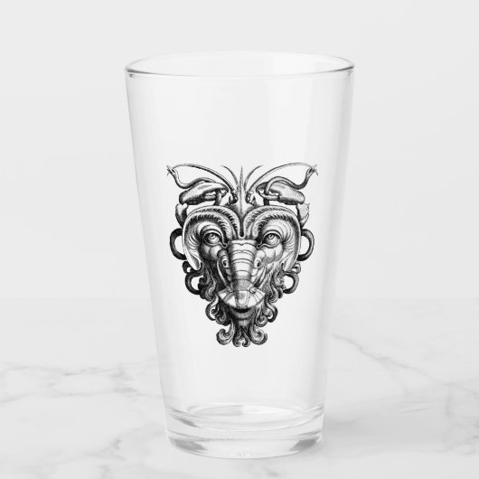 Renaissance Groteske Gargoyle Gezicht Kreeft Man Glas (Voorkant)
