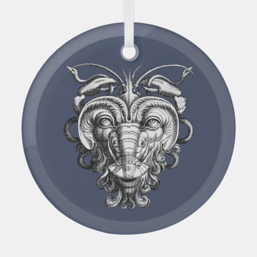 Renaissance Groteske Gargoyle Gezicht Kreeft Man Glas Ornament (Voorkant)