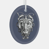 Renaissance Groteske Gargoyle Gezicht Kreeft Man Glas Ornament (Voorkant Rechts)