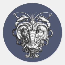 Renaissance Groteske Gargoyle Gezicht Kreeft Man Ronde Sticker