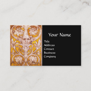 RENAISSANCE GROTESQUE FACE, BLACK GOLD MONOGRAM VISITEKAARTJE