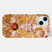 RENAISSANCE GROTESQUE FACE , GOLD FLORAL MONOGRAM Case-Mate iPhone CASE (Achterkant (horizontaal))