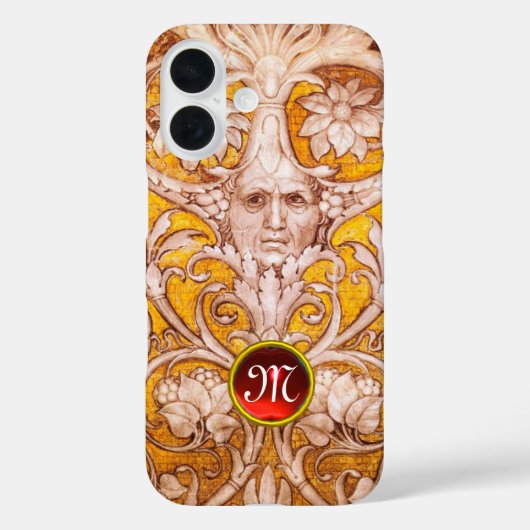 RENAISSANCE GROTESQUE FACE , GOLD FLORAL MONOGRAM Case-Mate iPhone CASE (Achterkant)
