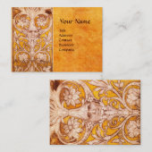 RENAISSANCE GROTESQUE FACE , GOLD FLORAL PARCHCHME VISITEKAARTJE (Voorkant / Achterkant)