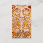 RENAISSANCE GROTESQUE FACE , GOLD FLORAL PARCHCHME VISITEKAARTJE (Achterkant)