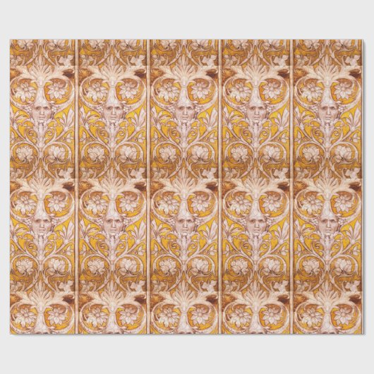 RENAISSANCE GROTESQUE FACE MET GOUDE WITTE VLOERIN CADEAUPAPIER (Vlak)