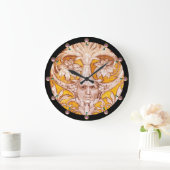 RENAISSANCE GROTESQUE FACE MET GOUDE WITTE VLOERIN GROTE KLOK (Huis)