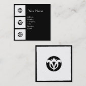 RENAISSANCE HARMONY Black White Geometric Floral Vierkante Visitekaartje (Voorkant / Achterkant)