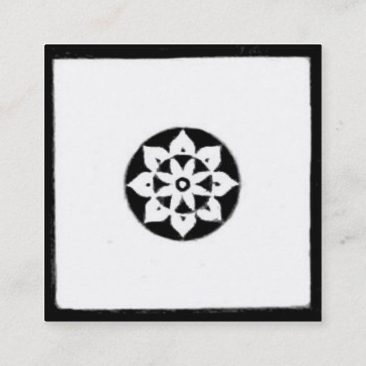 RENAISSANCE HARMONY Black White Geometric Floral Vierkante Visitekaartje (Achterkant)