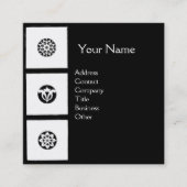 RENAISSANCE HARMONY Black White Geometric Floral Vierkante Visitekaartje (Voorkant)