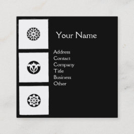 RENAISSANCE HARMONY Black White Geometric Floral Vierkante Visitekaartje
