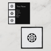RENAISSANCE HARMONY Black White Geometric Floral Vierkante Visitekaartje (Voorkant / Achterkant)