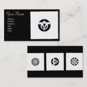 RENAISSANCE HARMONY Black White Geometric Floral Visitekaartje (Voorkant / Achterkant)