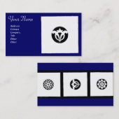 RENAISSANCE HARMONY Blue White Geometric Floral Visitekaartje (Voorkant / Achterkant)