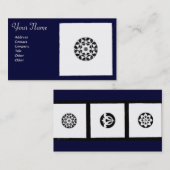 RENAISSANCE HARMONY Blue White Geometric Floral Visitekaartje (Voorkant / Achterkant)