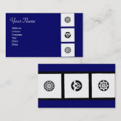 RENAISSANCE HARMONY Blue White Geometric Floral Visitekaartje (Voorkant / Achterkant)