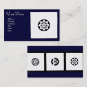 RENAISSANCE HARMONY Blue White Geometric Floral Visitekaartje (Voorkant / Achterkant)