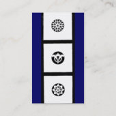 RENAISSANCE HARMONY Blue White Geometric Floral Visitekaartje (Achterkant)