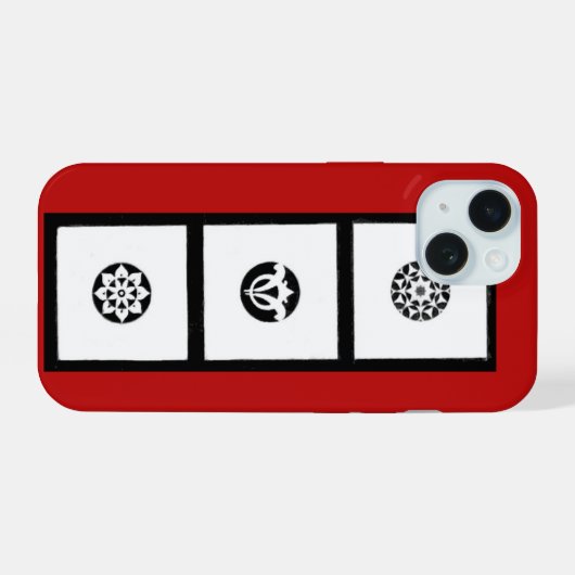 RENAISSANCE HARMONY Rood Zwart Wit Geometrisch iPhone 15 Case (Achterkant horizontaal)