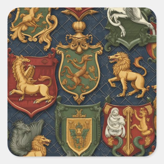 Renaissance heraldiek vierkante sticker (Voorkant)
