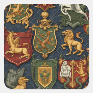 Renaissance heraldiek vierkante sticker