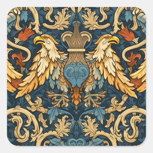 Renaissance heraldiek vierkante sticker (Voorkant)