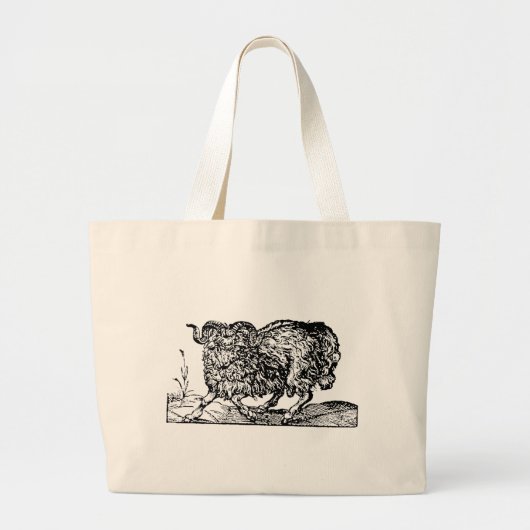 Renaissance Houtsnede van een Ram Totebag Grote Tote Bag (Voorkant)