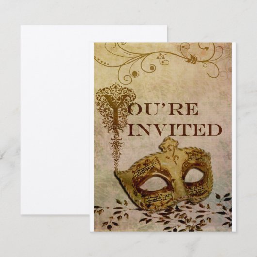 Renaissance Invitation Sepia Kaart (Voorkant / Achterkant)