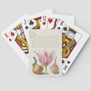 Renaissance kalligrafiekunst Roze Tulp en Peer Pokerkaarten