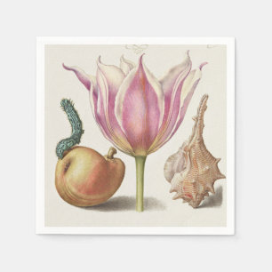Renaissance kalligrafiekunst Roze Tulp en Peer Servet